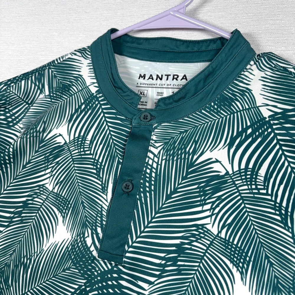 Mantra Blade Collar Polo Shirt Mens Size XL Green Short Sleeve Poly Stretch